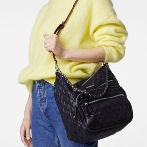 MZ Wallace Black Oxford Nylon Crosby Hobo XXL